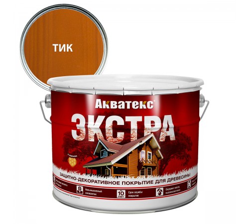 АКВАТЕКС-ЭКСТРА защит.-декор. покрытие для дерева, алкидное, полуглянц, тик (9л) new