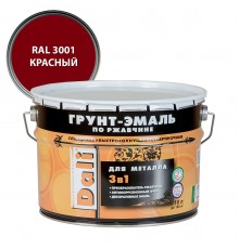 DALI / ДАЛИ грунт-эмаль по ржавчине 3 в 1 гладкая алкидная RAL 3001 красный 10 л