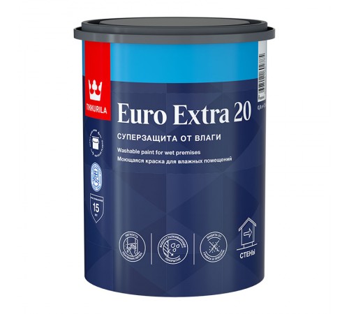 TIKKURILA EURO EXTRA 20 краска моющаяся для влажных помещений,баз С (0,9л) TIKKURILA EURO EXTRA 20 краска моющаяся для влажных помещений,баз С (0,9л)