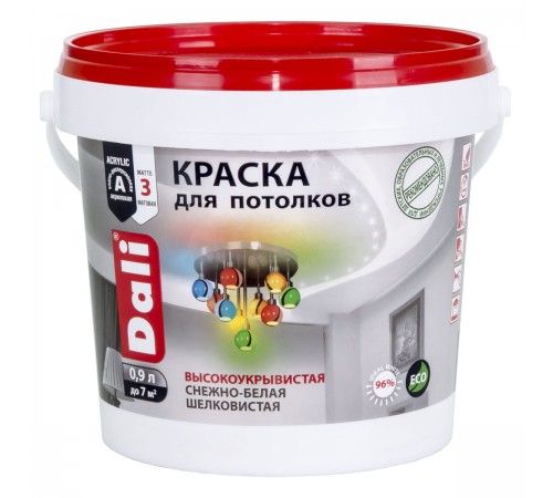 DALI / ДАЛИ краска для потолков акриловая глубокоматовая белый 0,9 л DALI / ДАЛИ краска для потолков акриловая глубокоматовая белый 0,9 л