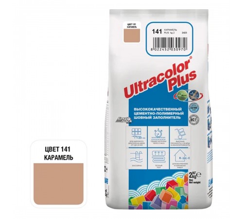 ULTRACOLOR PLUS №141 затирка для швов с водоотталкивающим и антигрибковым эффектом, карамель(2кг)