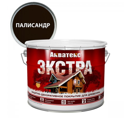 АКВАТЕКС-ЭКСТРА защит.-декор. покрытие для дерева, алкидное, полуглянц, палисандр (9л) new
