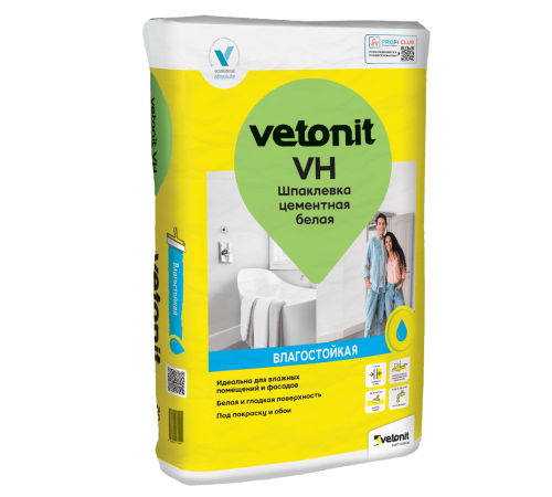 WEBER VETONIT VH / ВЕБЕР ВЕТОНИТ VH шпаклевка цементная для влажных помещений для вн/нар белый 20 кг WEBER VETONIT VH / ВЕБЕР ВЕТОНИТ VH шпаклевка цементная для влажных помещений для вн/нар белый 20 кг