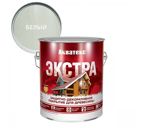 АКВАТЕКС-ЭКСТРА защит.-декор. покрытие для дерева, алкидное, полуглянц, белый (2,7л) new