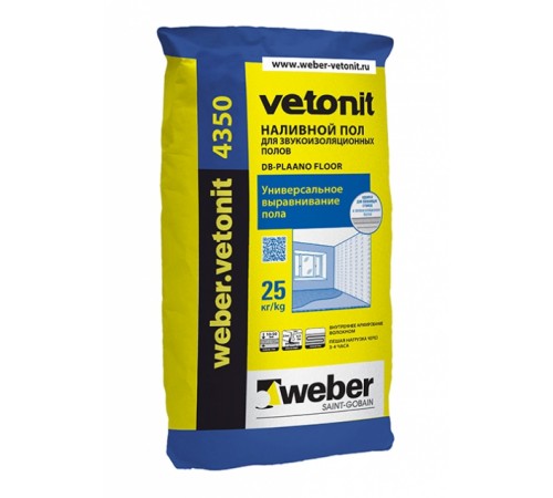 WEBER VETONIT 4350 / ВЕБЕР ВЕТОНИТ 4350 пол наливной для звукоизоляционных полов цементный самовыравнивающийся серый 25 кг