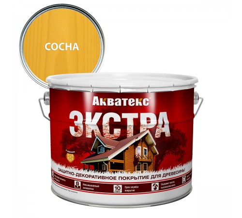 АКВАТЕКС-ЭКСТРА защит.-декор. покрытие для дерева, алкидное, полуглянц, сосна (9л) new АКВАТЕКС-ЭКСТРА защит.-декор. покрытие для дерева, алкидное, полуглянц, сосна (9л) new