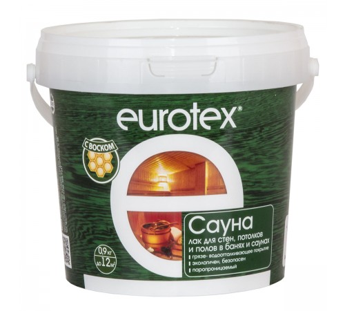 EUROTEX / ЕВРОТЕКС САУНА лак для стен в саунах, акриловый, бесцветный (0,9кг) EUROTEX / ЕВРОТЕКС САУНА лак для стен в саунах, акриловый, бесцветный (0,9кг)