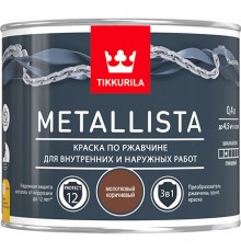 TIKKURILA METALLISTA краска по ржавчине 3 в 1, молотковая, глянцевая, коричневый (0,4л)