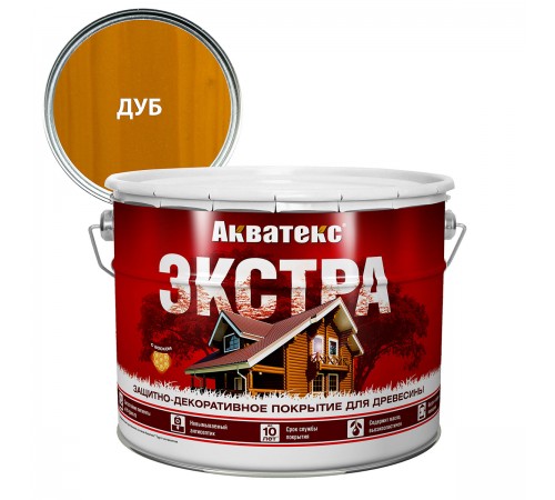 АКВАТЕКС-ЭКСТРА защит.-декор. покрытие для дерева, алкидное, полуглянц, дуб (9л) new