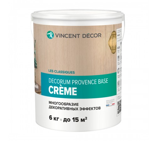 VINCENT DECOR PROVENCE BASE CREME / ДЕКОРУМ ПРОВАНС БАЗА КРЕМ декоративная штукатурка с многообразием эффектов (6кг) VINCENT DECOR PROVENCE BASE CREME / ДЕКОРУМ ПРОВАНС БАЗА КРЕМ декоративная штукатурка с многообразием эффектов (6кг)