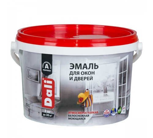 DALI / ДАЛИ эмаль для окон и дверей акриловая атмосферостойкая база А 3 кг DALI / ДАЛИ эмаль для окон и дверей акриловая атмосферостойкая база А 3 кг