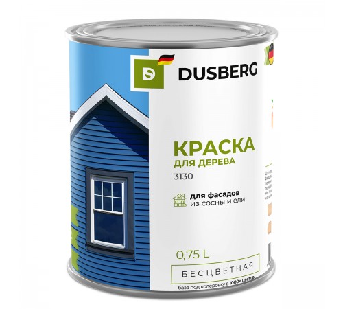 DUSBERG / ДЮСБЕРГ Краска для дерева для наружных работ с антисептиком, бесцветный 3130 (0,75л) DUSBERG / ДЮСБЕРГ Краска для дерева для наружных работ с антисептиком, бесцветный 3130 (0,75л)