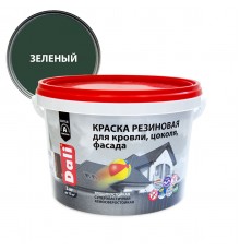 DALI / ДАЛИ краска резиновая трещиностойкая акриловая для кровли цоколя фасада зеленый 3 кг
