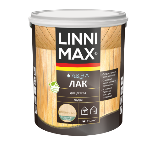 LINNIMAX / ЛИННИМАКС АКВА лак акриловый для дерева для внутренних работ шелковисто-матовый прозрачный (2,5л) LINNIMAX / ЛИННИМАКС АКВА лак акриловый для дерева для внутренних работ шелковисто-матовый прозрачный (2,5л)