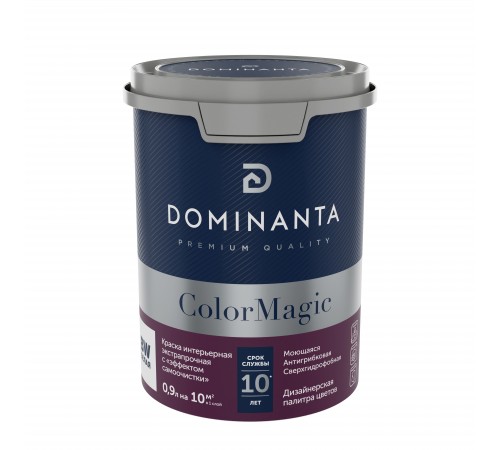 DOMINANTA ColorMagic / ДОМИНАНТА КолорМейджик Краска интерьерная прочная с "эффектом самоочистки" матовая, база BW (0,9л) DOMINANTA ColorMagic / ДОМИНАНТА КолорМейджик Краска интерьерная прочная с "эффектом самоочистки" матовая, база BW (0,9л)