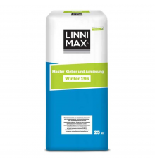 LINNIMAX 196 MASTER KLEBER UND ARMIERUNG WINTER / ЛИННИМАКС МАСТЕР КЛЕБЕР ЗИМНИЙ клеевой состав на цементной основе для использования в системах фасадной теплоизоляции (СФТК) и армированного базового штукатурного слоя зимний до -5°С для наружных работ сер