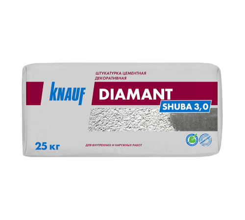 KNAUF DIAMANT SHUBA 3,0 / КНАУФ ДИАМАНТ ШУБА 3,0 штукатурка цементная декоративная для наружных и внутренних работ белый (25кг) KNAUF DIAMANT SHUBA 3,0 / КНАУФ ДИАМАНТ ШУБА 3,0 штукатурка цементная декоративная для наружных и внутренних работ белый (25кг)