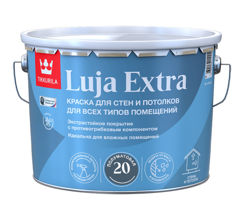 TIKKURILA LUJA EXTRA краска антигрибковая для влажных помещений полуматовая, база C (9л) TIKKURILA LUJA EXTRA краска антигрибковая для влажных помещений полуматовая, база C (9л)
