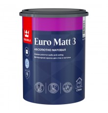 TIKKURILA EURO MATT 3 краска интерьерная для стен и потолка,база С (0,9л)