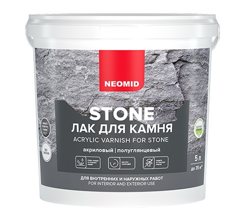 NEOMID STONE лак на акриловой основе с эффектом "мокрого камня" (5л) NEOMID STONE лак на акриловой основе с эффектом "мокрого камня" (5л)