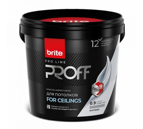 BRITE PROFESSIONAL / БРАЙТ ПРОФЕССИОНАЛ краска для потолка супербелая матовая, база А (0,9л) BRITE PROFESSIONAL / БРАЙТ ПРОФЕССИОНАЛ краска для потолка супербелая матовая, база А (0,9л)