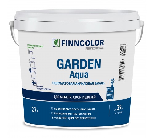 FINNCOLOR GARDEN AQUA / ФИННКОЛОР ГАРДЕН АКВА эмаль акриловая для внутренних работ полуматовая, база С, 2,7л FINNCOLOR GARDEN AQUA / ФИННКОЛОР ГАРДЕН АКВА эмаль акриловая для внутренних работ полуматовая, база С, 2,7л