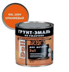 DALI / ДАЛИ грунт-эмаль по ржавчине 3 в 1 гладкая алкидная RAL 2004 оранжевый 0,75 л
