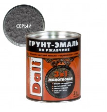 DALI / ДАЛИ грунт-эмаль по ржавчине 3 в 1 молотковая алкидная серый 2 л
