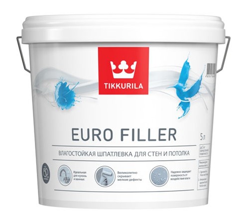 TIKKURILA EURO FILLER шпаклевка влагостойкая, для стен и потолков (5л) TIKKURILA EURO FILLER шпаклевка влагостойкая, для стен и потолков (5л)