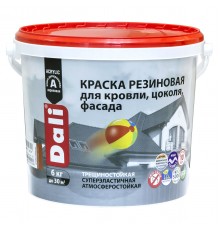 DALI / ДАЛИ краска резиновая трещиностойкая акриловая для кровли цоколя фасада база А 6 кг
