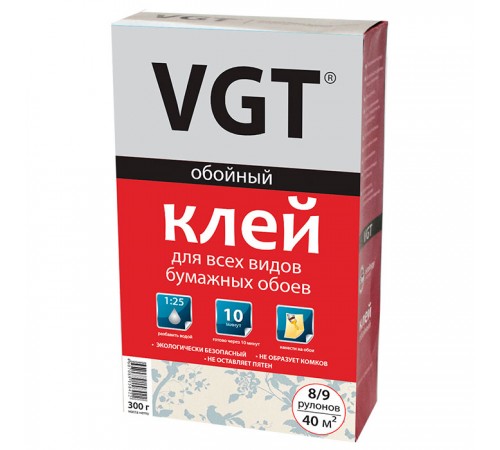 VGT / ВГТ клей для всех видов бумажных обоев (0,2кг) VGT / ВГТ клей для всех видов бумажных обоев (0,2кг)