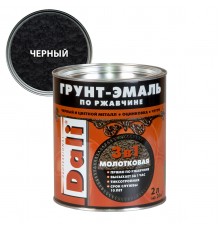 DALI / ДАЛИ грунт-эмаль по ржавчине 3 в 1 молотковая алкидная черный 2 л
