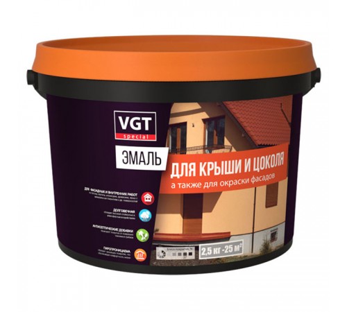 VGT ПРОФИ эмаль для крыши и цоколя, полуглянцевая, супербелый (2,5кг)* VGT ПРОФИ эмаль для крыши и цоколя, полуглянцевая, супербелый (2,5кг)*