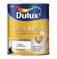 DULUX ULTRA RESIST КУХНЯ И ВАННАЯ / ДЮЛАКС УЛЬТРА РЕЗИСТ КУХНЯ И ВАННАЯ краска с защитой от плесени и грибка полуматовая база BW 1л