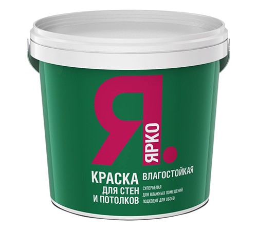 ЯРКО краска для стен и потолков, влагостойкая, белый 6кг
