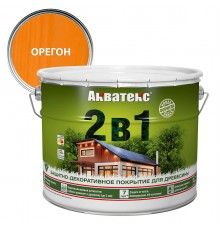 АКВАТЕКС 2 в 1 защит.-декор. покрытие для дерева, алкидное, полумат, лессирующее, орегон (9л)