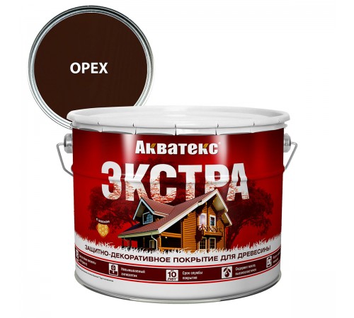 АКВАТЕКС-ЭКСТРА защит.-декор. покрытие для дерева, алкидное, полуглянц, орех (9л) new