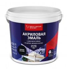 ЯРОСЛАВСКИЕ КРАСКИ эмаль акриловая универсальная матовая, черный 0,9кг