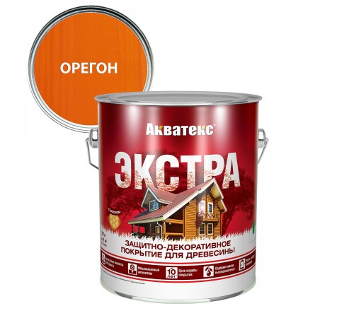 АКВАТЕКС-ЭКСТРА защит.-декор. покрытие для дерева, алкидное, полуглянц, орегон (2,7л) new