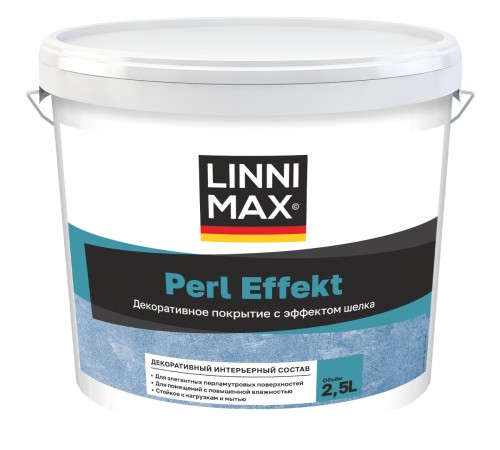 LINNIMAX PERL EFFECT / ЛИННИМАКС ПЕРЛ ЭФФЕКТ покрытие декоративное водно-дисперсионное с эффектом шелка для внутренних работ матовое, белый, 2,5л LINNIMAX PERL EFFECT / ЛИННИМАКС ПЕРЛ ЭФФЕКТ покрытие декоративное водно-дисперсионное с эффектом шелка для внутренних работ матовое, белый, 2,5л