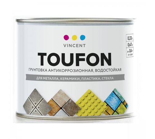 VINCENT TOUFON грунтовка антикоррозионная для металла, керамики, пластика и стекла (0,33л) VINCENT TOUFON грунтовка антикоррозионная для металла, керамики, пластика и стекла (0,33л)