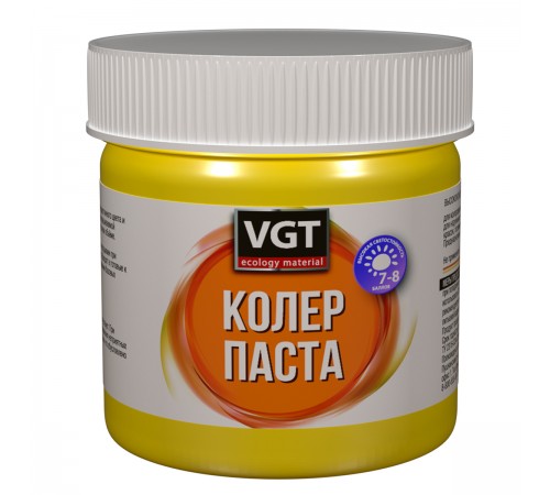 VGT паста колеровочная высококонцентрированная для водоразбавляемых ЛКМ, лимонный (0,1кг) VGT паста колеровочная высококонцентрированная для водоразбавляемых ЛКМ, лимонный (0,1кг)