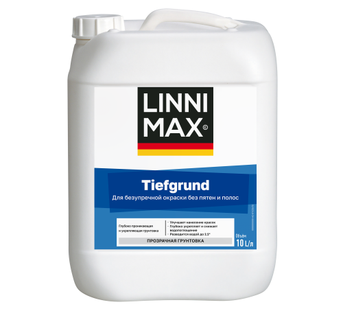 LINNIMAX TIEFGRUND / ЛИННИМАКС ТИФГРУНД грунтовка глубокого проникновения водно-дисперсионная для минеральных оснований для внутренних и наружных работ (10л) LINNIMAX TIEFGRUND / ЛИННИМАКС ТИФГРУНД грунтовка глубокого проникновения водно-дисперсионная для минеральных оснований для внутренних и наружных работ (10л)