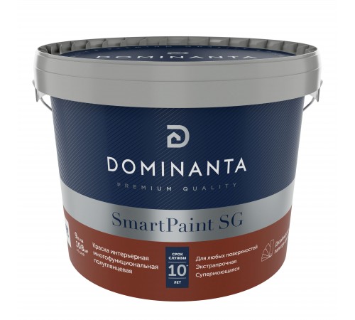 DOMINANTA SmartPaint SG / ДОМИНАНТА СмартПеинт СГ Краска интерьерная многофункциональная суперстойкая полуглянцевая, база BW (9л) DOMINANTA SmartPaint SG / ДОМИНАНТА СмартПеинт СГ Краска интерьерная многофункциональная суперстойкая полуглянцевая, база BW (9л)