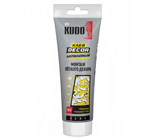 KUDO HOME DECOR / КУДО ХОУМ ДЕКОР клей акриловый для монтажа легкого декора, тюбик, белый (200мл) KUDO HOME DECOR / КУДО ХОУМ ДЕКОР клей акриловый для монтажа легкого декора, тюбик, белый (200мл)