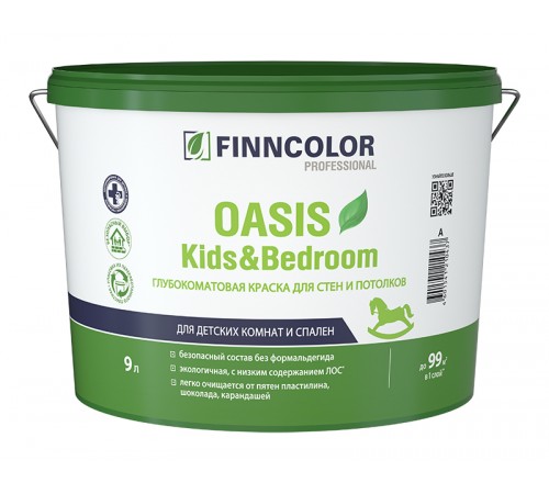 FINNCOLOR OASIS KIDS BEDROOM / ФИННКОЛОР ОАЗИС КИДС ЭНД БЭДРУМ краска для стен и потолков для детских комнат и спален глубокоматовая, база A, 9л