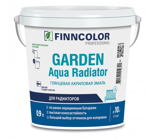 FINNCOLOR GARDEN AQUA RADIATOR / ФИННКОЛОР ГАРДЕН АКВА РАДИАТОР эмаль акриловая для радиаторов глянцевая, база А, 0,9л FINNCOLOR GARDEN AQUA RADIATOR / ФИННКОЛОР ГАРДЕН АКВА РАДИАТОР эмаль акриловая для радиаторов глянцевая, база А, 0,9л
