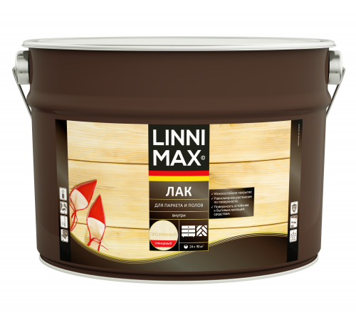 LINNIMAX / ЛИННИМАКС лак алкидно-уретановый для паркета и полов для внутренних работ глянцевый бесцветный (9л) LINNIMAX / ЛИННИМАКС лак алкидно-уретановый для паркета и полов для внутренних работ глянцевый бесцветный (9л)