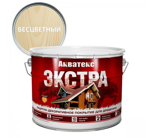 АКВАТЕКС-ЭКСТРА защит.-декор. покрытие для дерева, алкидное, полуглянц, бесцветный (9л) new
