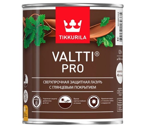 TIKKURILA EURO VALTTI PRO лазурь сверхпрочная, глянцевая, бесцветная (0,9л)